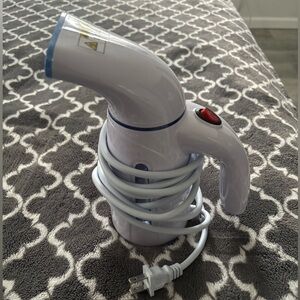 Handheld Garment Steamer - White with Blue Trim
